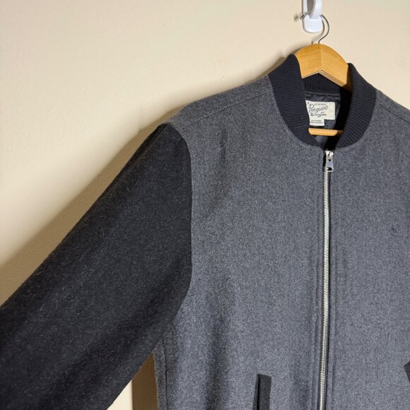 Penguin Full Zip Wool Bomber Jacket Mens Size XL Normcore Classic Varsity Gray - Picture 4 of 11